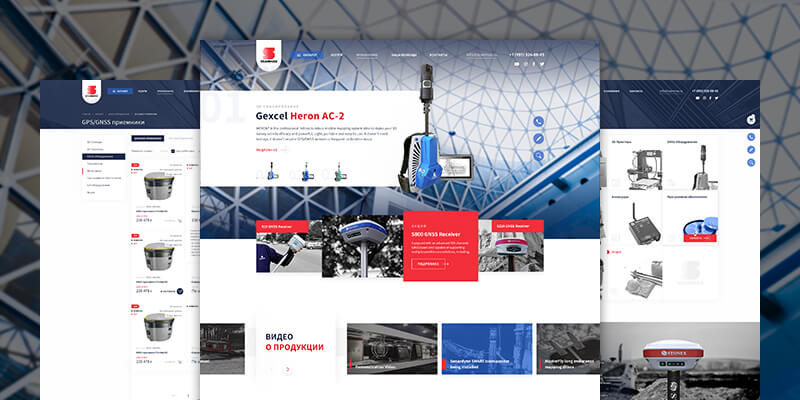 Дизайн для сайта компании, специализирующейся на продаже маркшейдерских геодезических приборов и оборудования